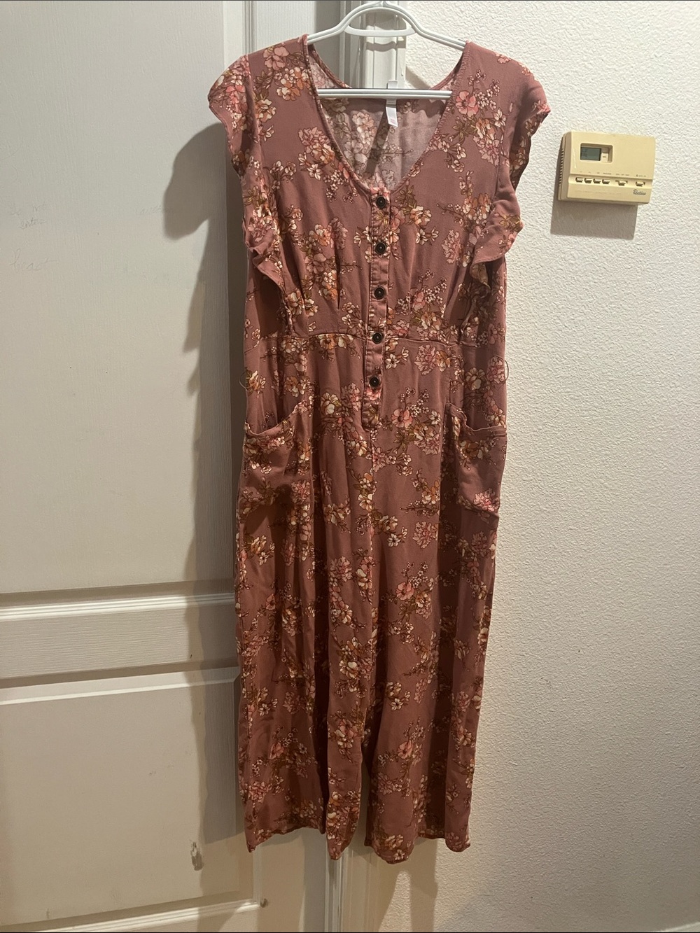 Women's Floral Print Short Sleeve V Jumpsuit Size XXL